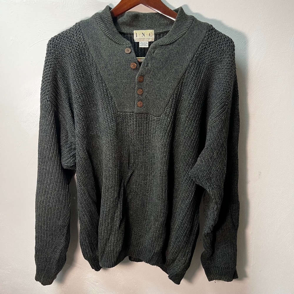 Cotton military-style green sweater - L.